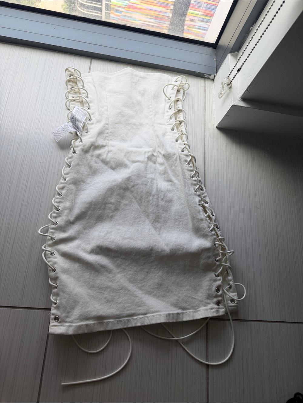 Edikted White Lace-Up Side Detail Mini Dress
